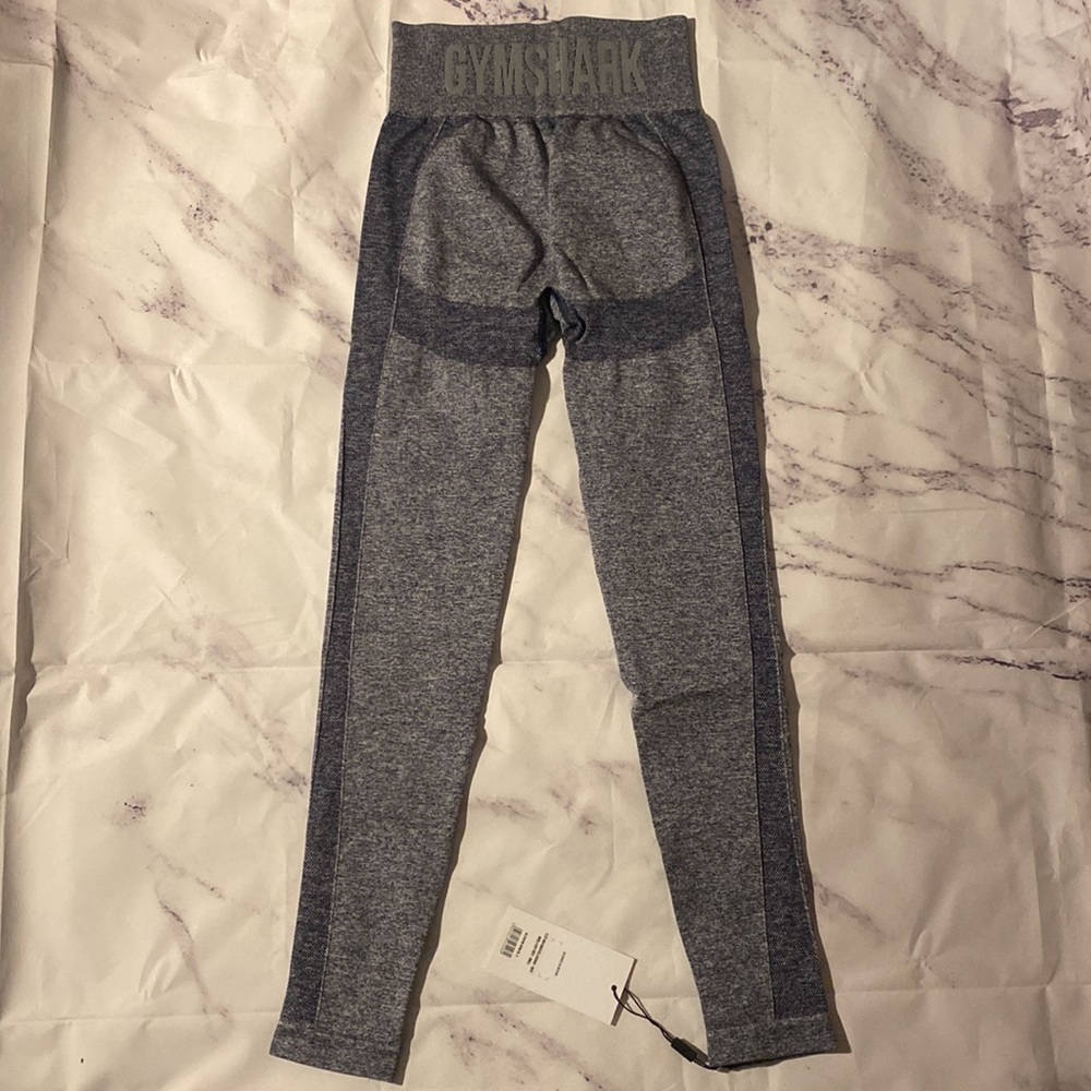 GymShark Flex High-Waisted Leggings Navy Marl/Light Grey Brand New! - Picture 2 of 7